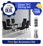 Dekel 7PC Dining Set Package + FREE 2PC Accessories Set