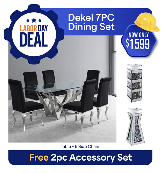 Dekel 7PC Dining Set Package + FREE 2PC Accessories Set