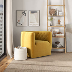 Silla giratoria Delaney de terciopelo dorado