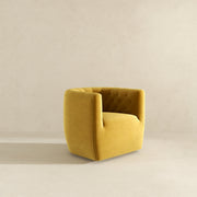 Silla giratoria Delaney de terciopelo dorado