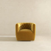 Silla giratoria Delaney de terciopelo dorado