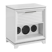 Denmark Queen UPH 5PC Bedroom Set with Lights in White