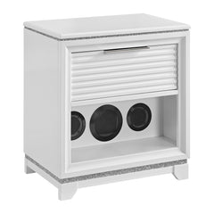 Denmark 1-Drawer Nightstand with Speaker and USB in White