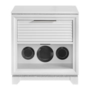 Denmark 1-Drawer Nightstand with Speaker and USB in White