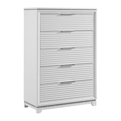 Denmark Queen UPH 5PC Bedroom Set with Lights in White