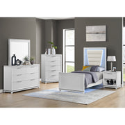 Denmark Twin UPH 5PC Bedroom Set with Lights in White