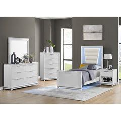 Denmark 1-Drawer Nightstand with Speaker and USB in White