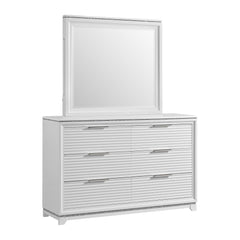 Denmark Queen UPH 5PC Bedroom Set with Lights in White