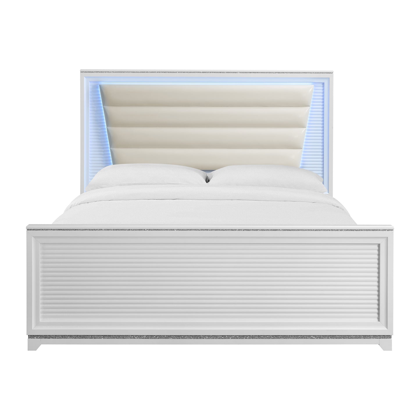 Denmark King UPH Bed with Lights in White