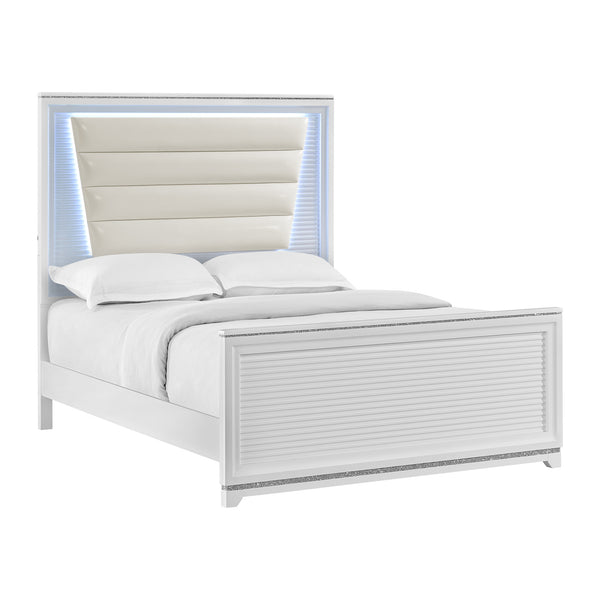 Denmark Full Uph Bed With Lights In White