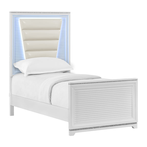 Denmark Twin Uph Bed With Lights In White