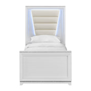 Denmark Twin UPH Bed with Lights in White