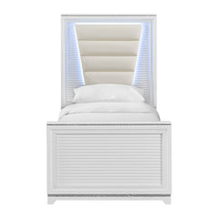 Denmark Twin UPH Bed with Lights in White