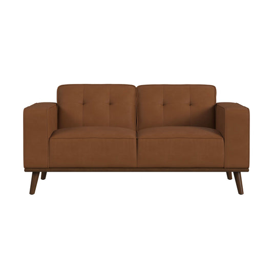 Destiny Loveseat with Wood Front in Pebble Tan