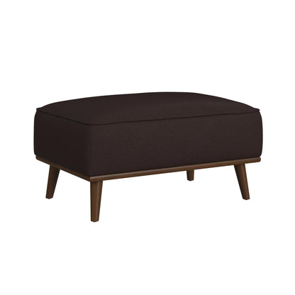Destiny Ottoman with Wood Base in Pebble Brown