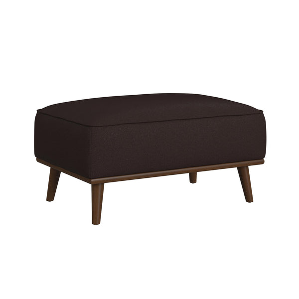 Destiny Ottoman With Wood Base In Pebble Brown