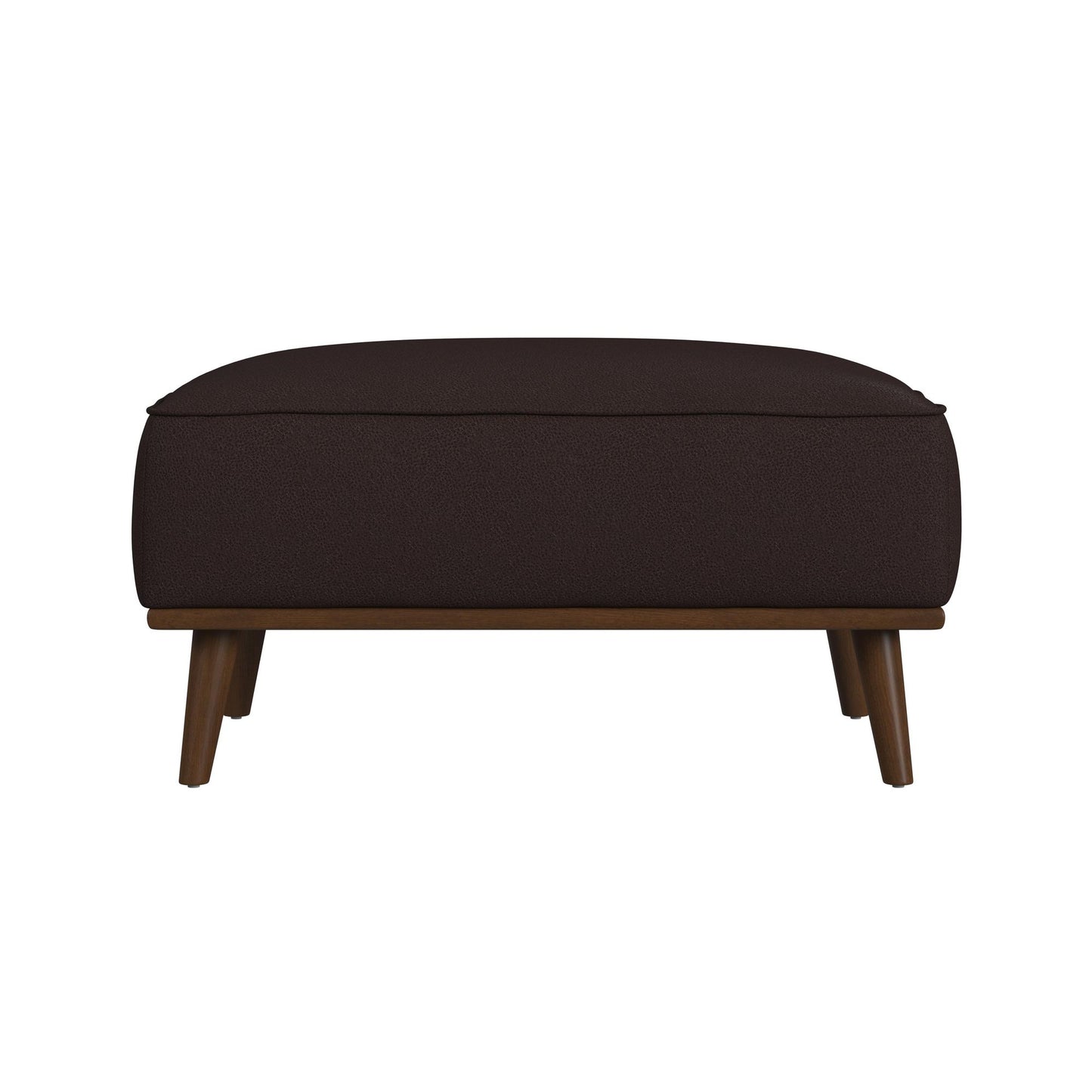 Destiny Ottoman with Wood Base in Pebble Brown