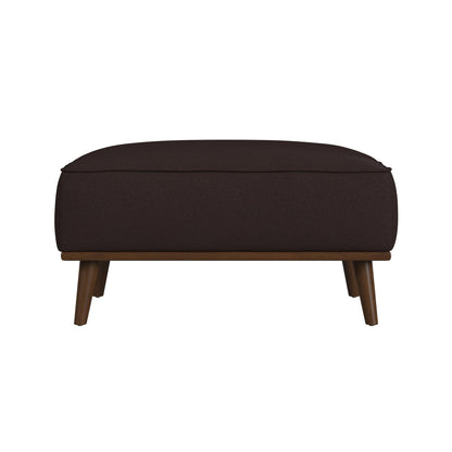 Destiny Ottoman with Wood Base in Pebble Brown