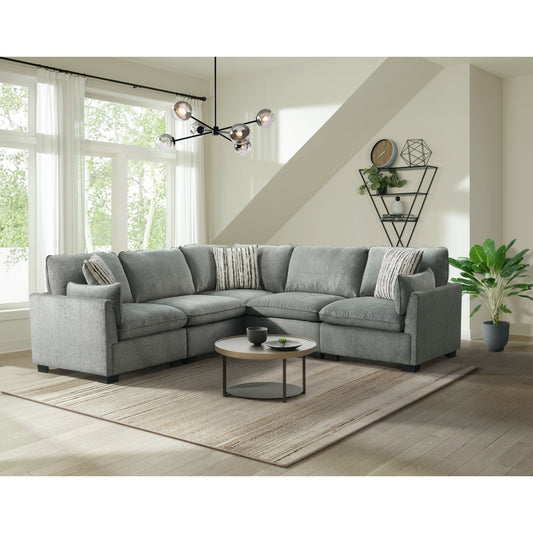 Deville Modular 5PC Living Room Set in Nova Grey