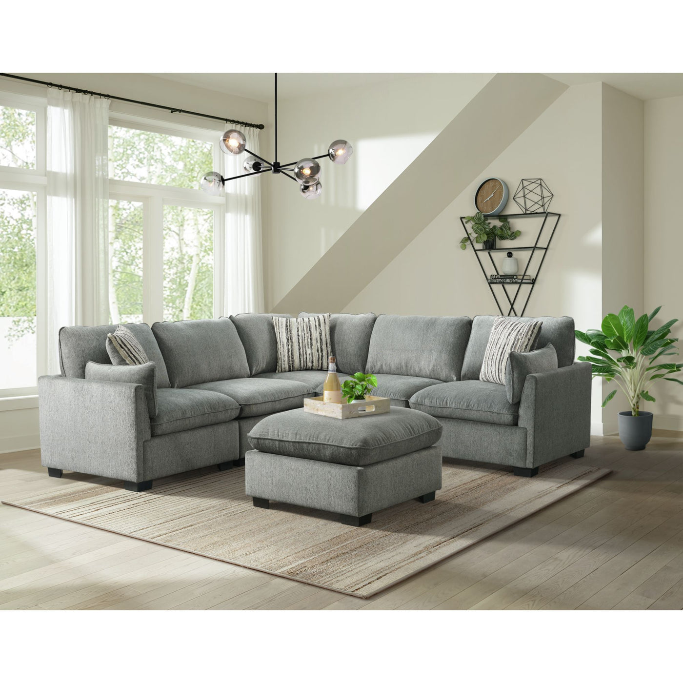 Deville Modular 6PC Living Room Set in Nova Grey