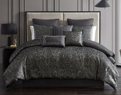 Dexton 9PC Queen Comforter Set Tan/Black