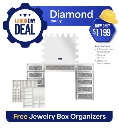 espejo Diamond Vidrio Tocador Kit + Free Jewelry Insert