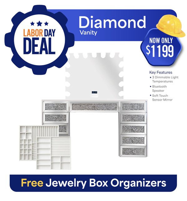 espejo Diamond Vidrio Tocador Kit + Free Jewelry Insert