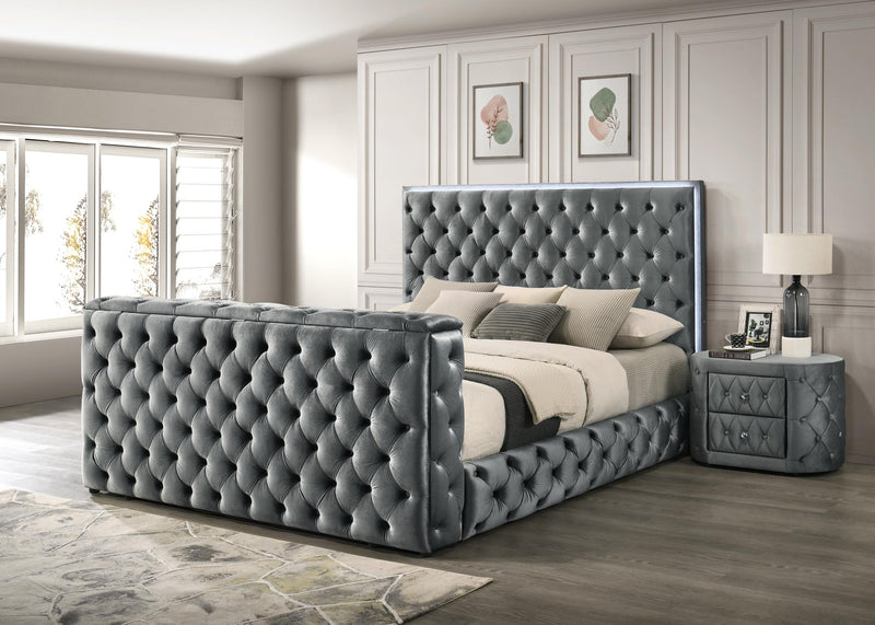 Diane King Platform Bed in Grey