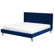Dillon Blue Velvet Platform Bed (King Size)