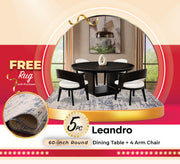 Leandro Round Dining Table Set Burnished Black