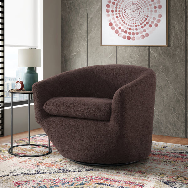 Dior Swivel Chair in Feather Chocolate