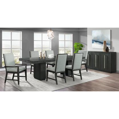 Donovan 7PC Standard Height Dining Set-Table, Four Side Chairs & Two Arm Chairs in Gray