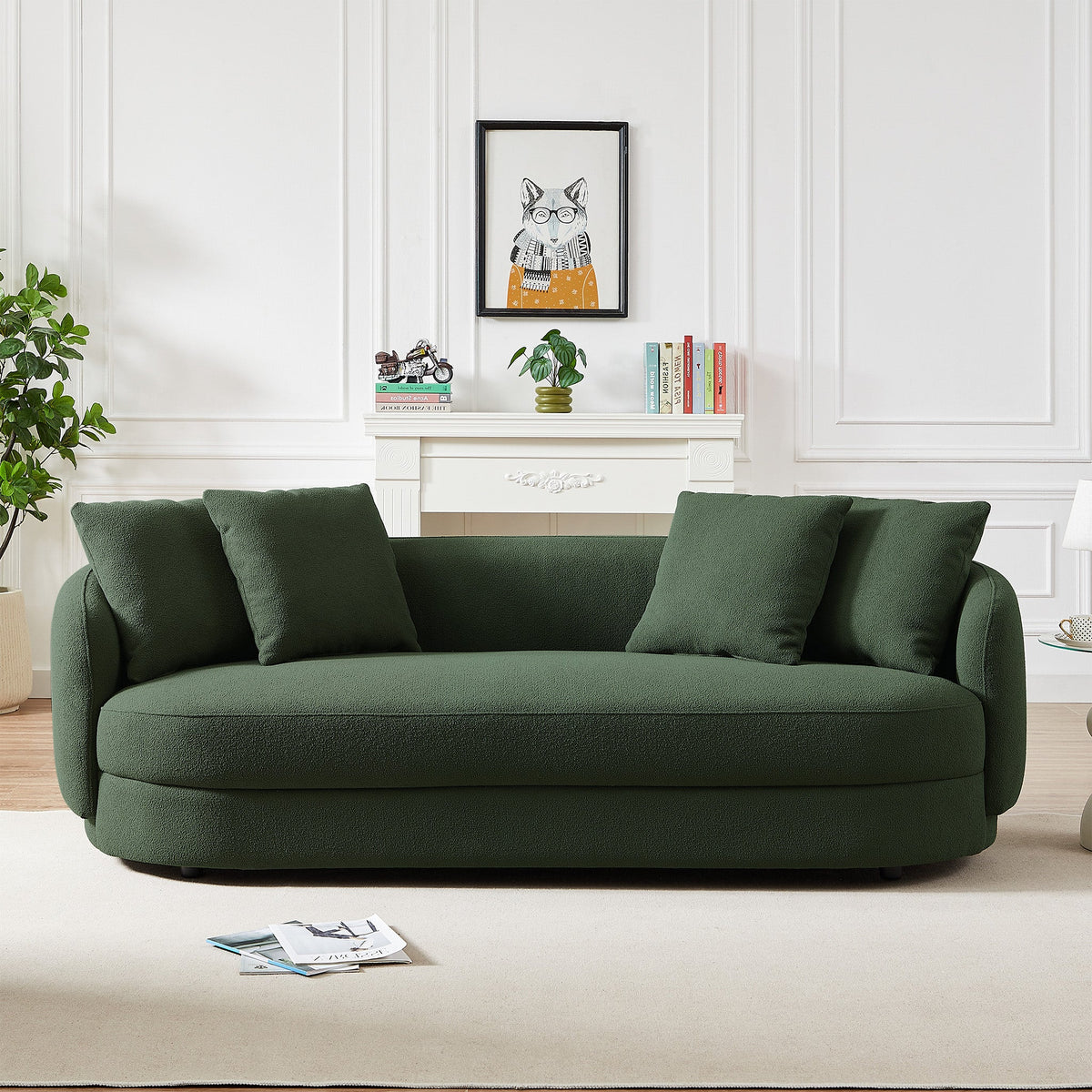 Sofá francés moderno Dylan de bouclé verde oliva