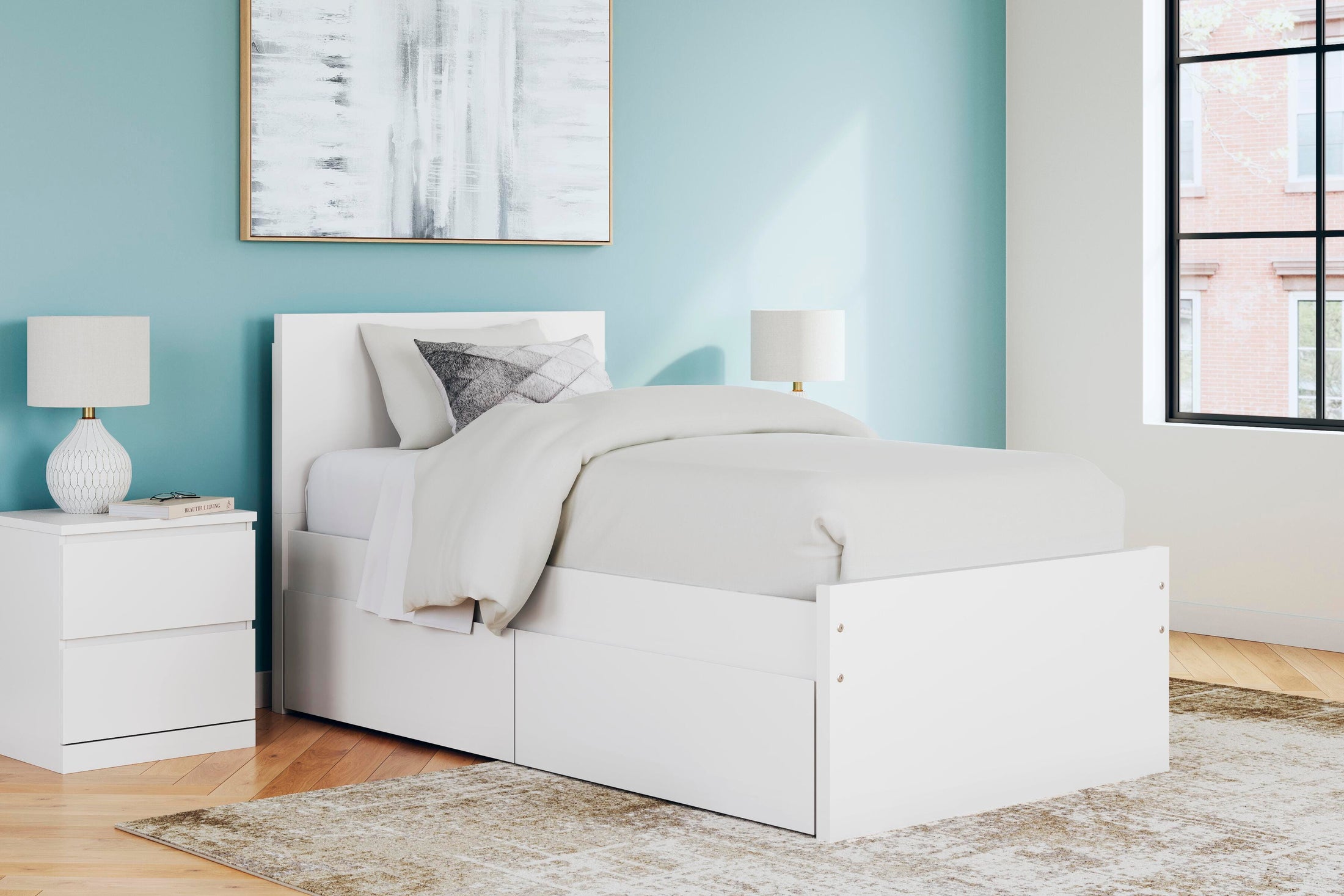 Onita Twin Panel Platform Bed with 1 Side Storage