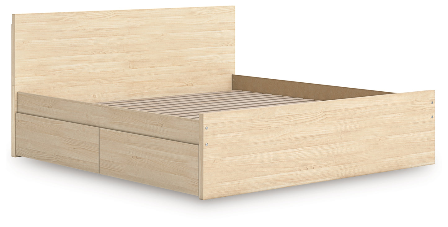 Onita King Panel Platform Bed with 2 Side Storage