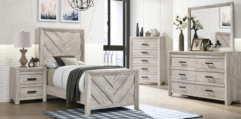 Ellen White Twin Bed 4PC Bedroom Set