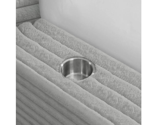 Rosebery Upholstered Bed with 2 Pillows in Light Grey Corduroy