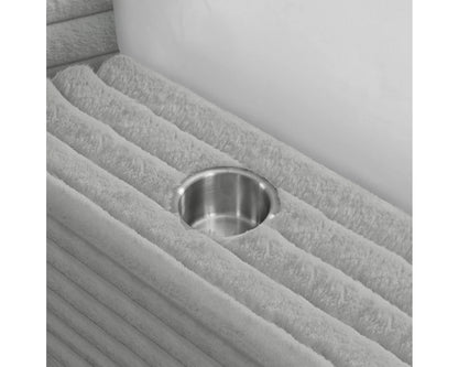 Rosebery Upholstered Bed with 2 Pillows in Light Grey Corduroy