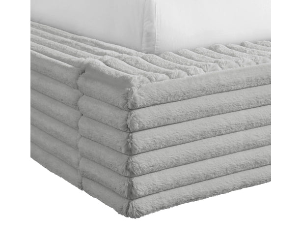 Rosebery Upholstered Bed with 2 Pillows in Light Grey Corduroy