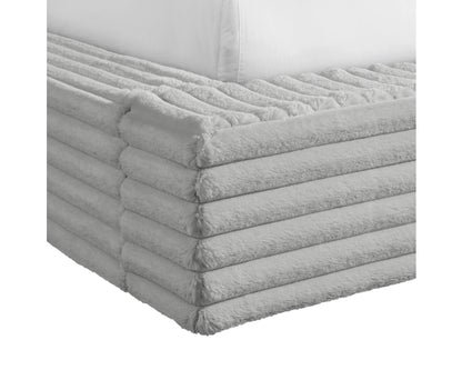 Rosebery Upholstered Bed with 2 Pillows in Light Grey Corduroy