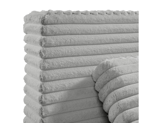 Rosebery Upholstered Bed with 2 Pillows in Light Grey Corduroy