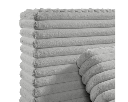 Rosebery Upholstered Bed with 2 Pillows in Light Grey Corduroy