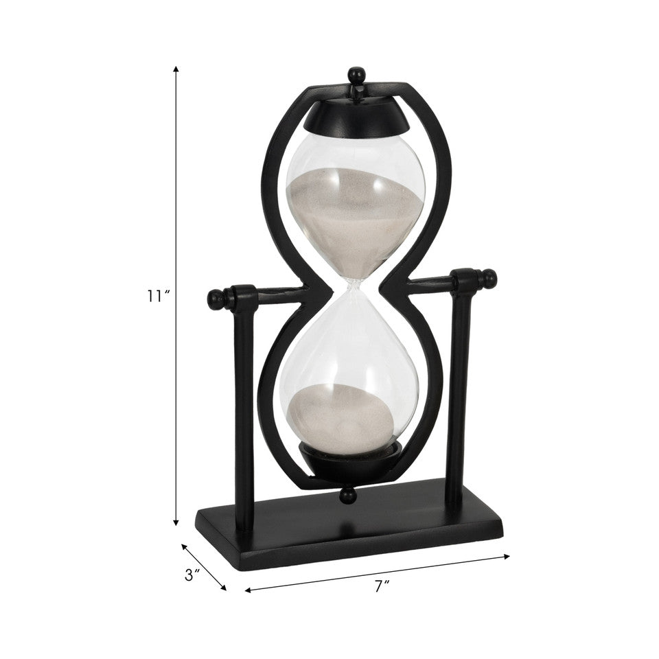 Reloj de arena de metal negro de 11" de alto