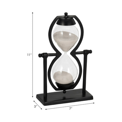 Reloj de arena de metal negro de 11" de alto
