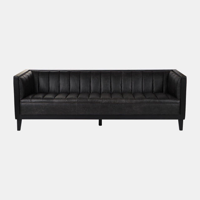 89" Eclipse Leather Sofa, Black