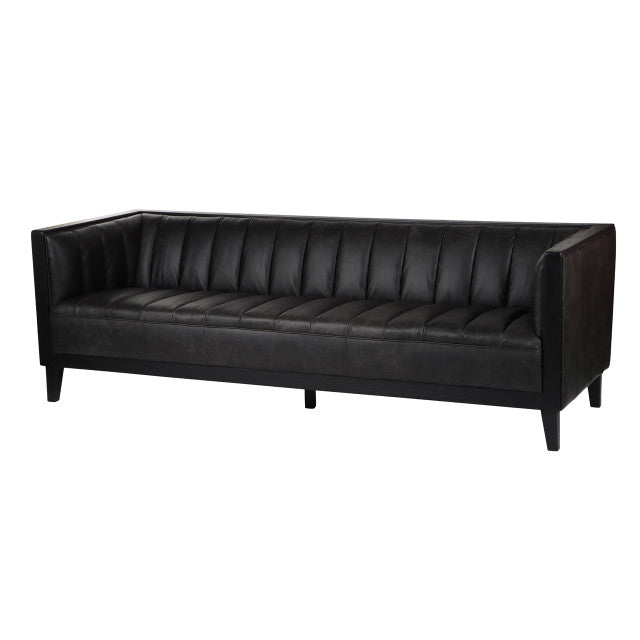 89" Eclipse Leather Sofa, Black