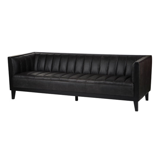 89" Eclipse Leather Sofa, Black