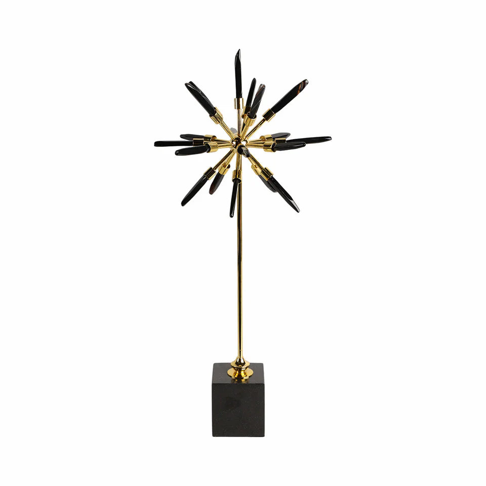 Darra Large Black Stone Starburst Statuary 21" (In)