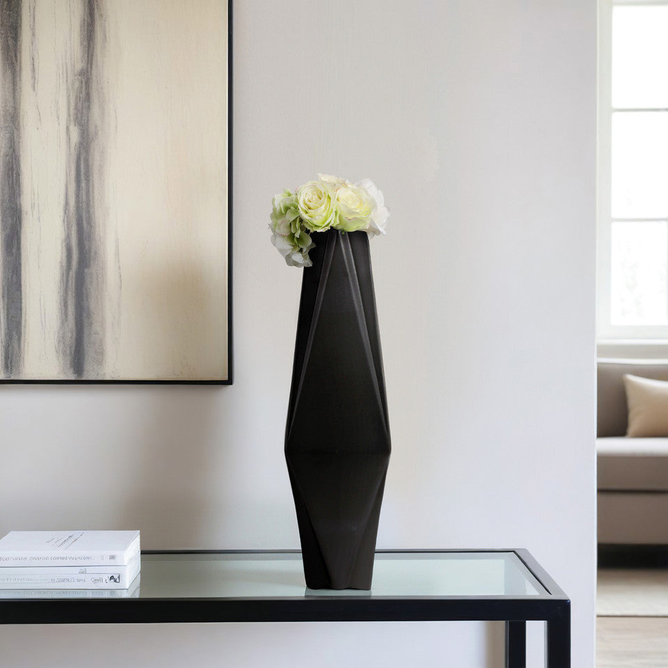 21" Bonney Small Black Cer Vase