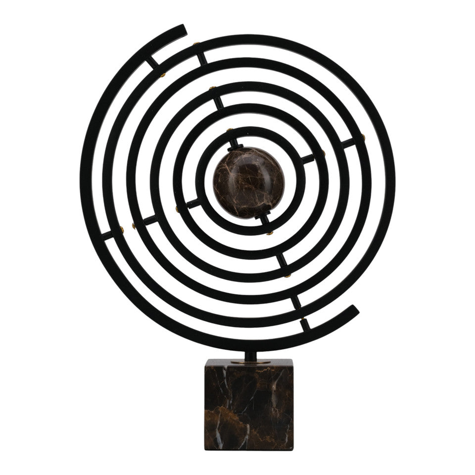 Lámpara de mesa de mármol Odina de 27 pulgadas, color negro y blanco
